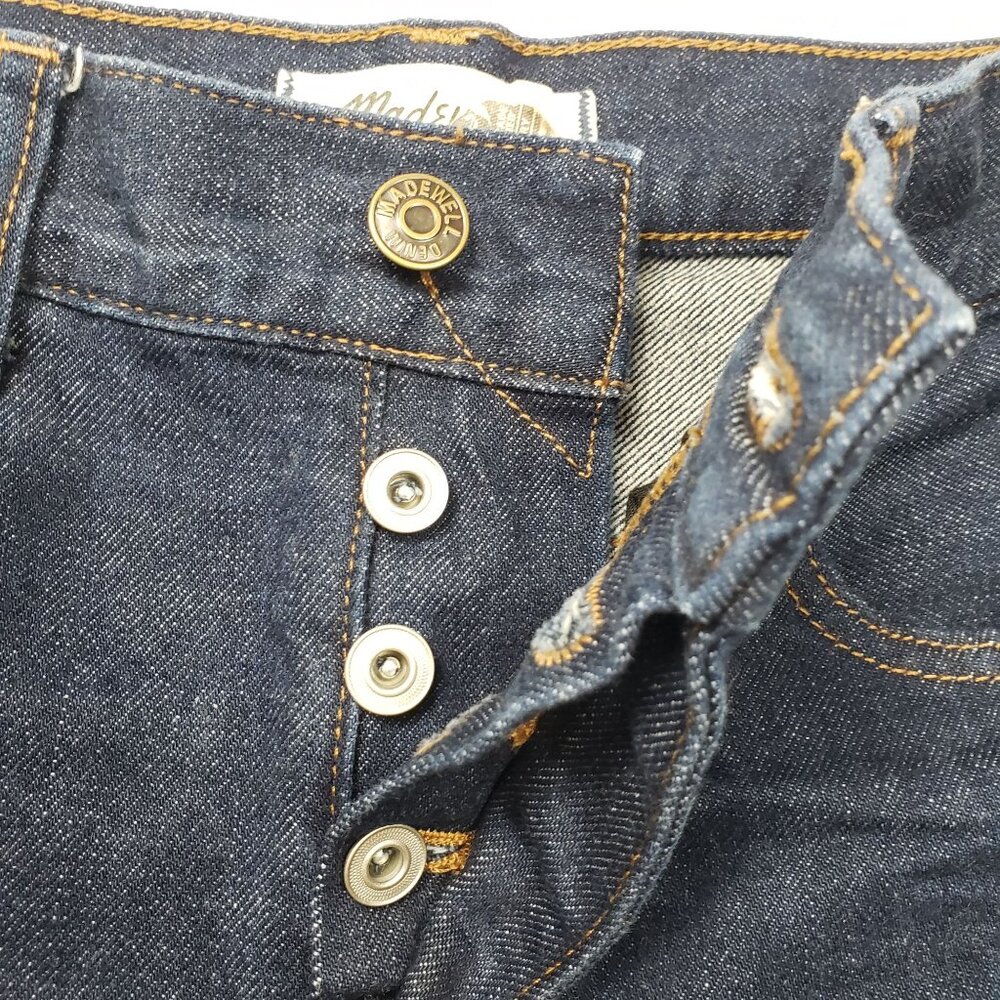 Madewell Low-Slung Baggy Jeans Rinse Wash With Raw Hem Women Size 26 Relaxed Fit - Picture 9 of 16